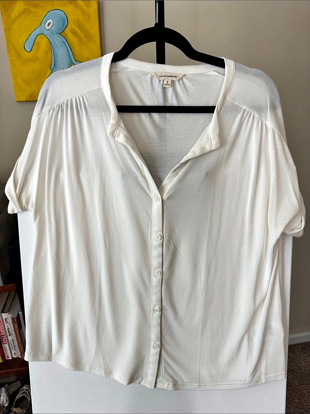 Lucky Brand Sandwash Button Front Top White Size Small